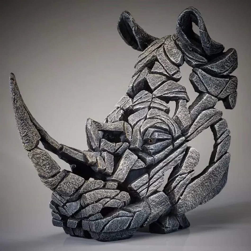 Edge Sculpture White Rhino Bust by Matt Buckley